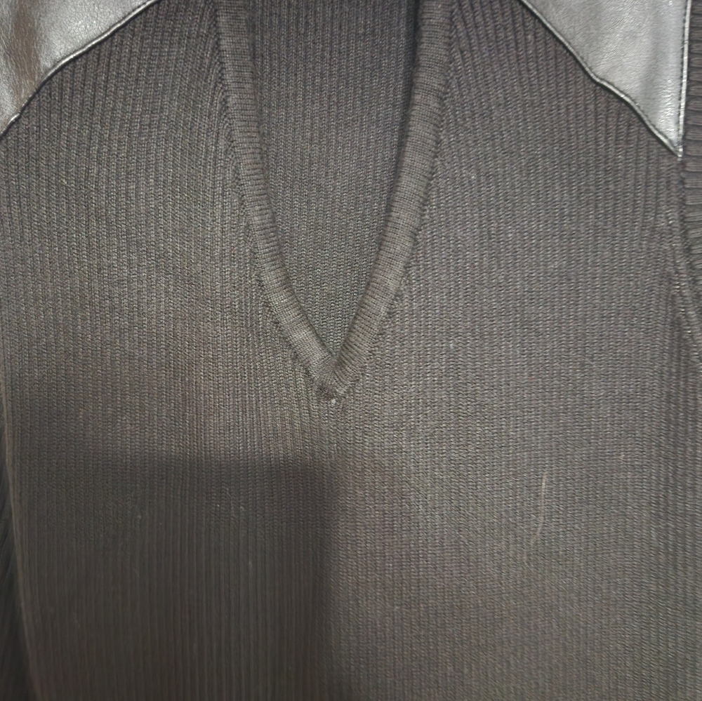 Calvin Klein Black Midi Dress with Leather Accents - Picture 7 of 11